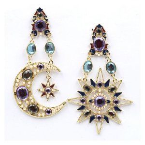 FERNANDO STYLE Star-Moon Stone Drop Earrings